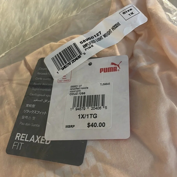 PUMA Plus Size Amplified Lightweight Hoodie, 1X, Cloud Pink, NWT - Picture 7 of 8